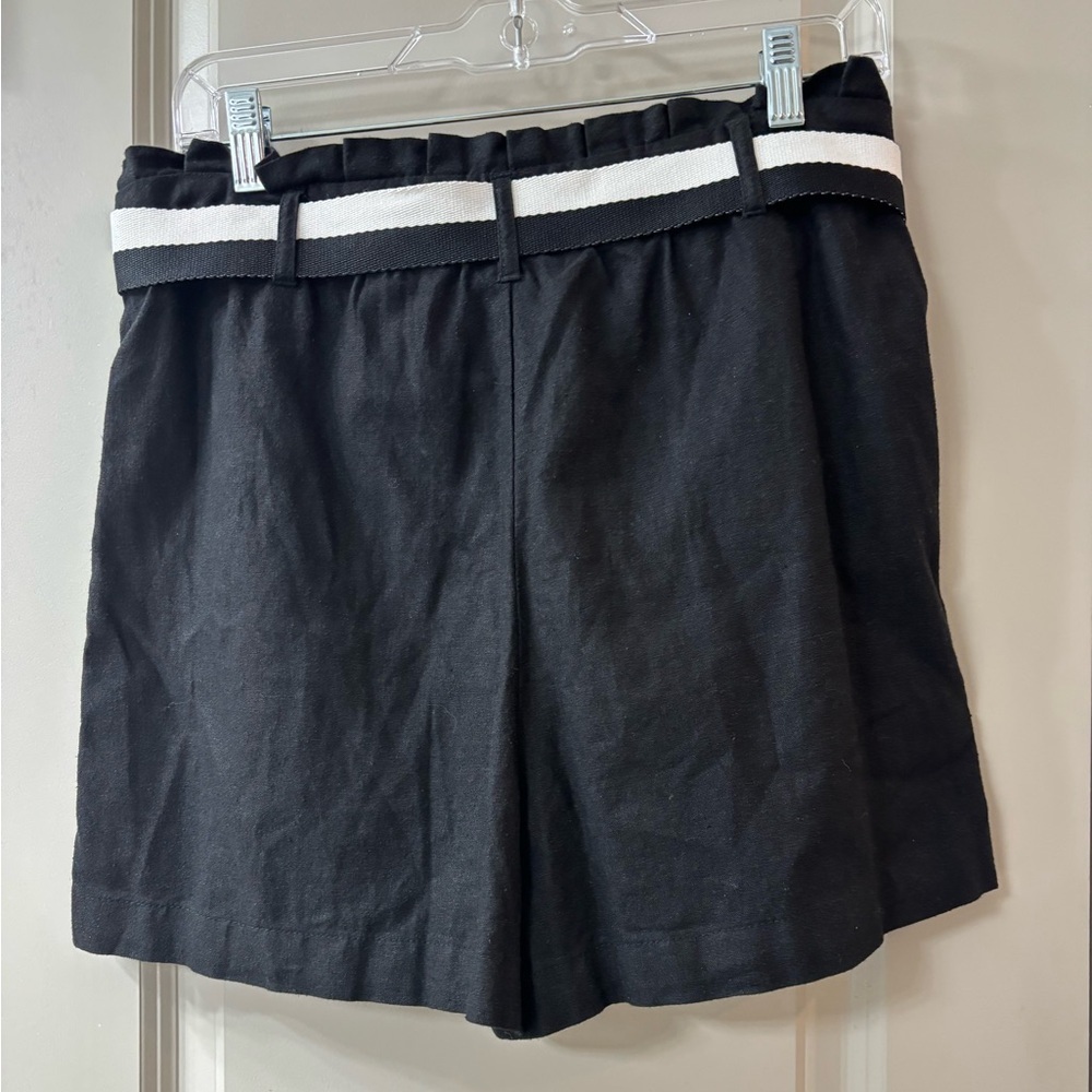 Linen Blend Black Women's Shorts - Picture 4 of 7
